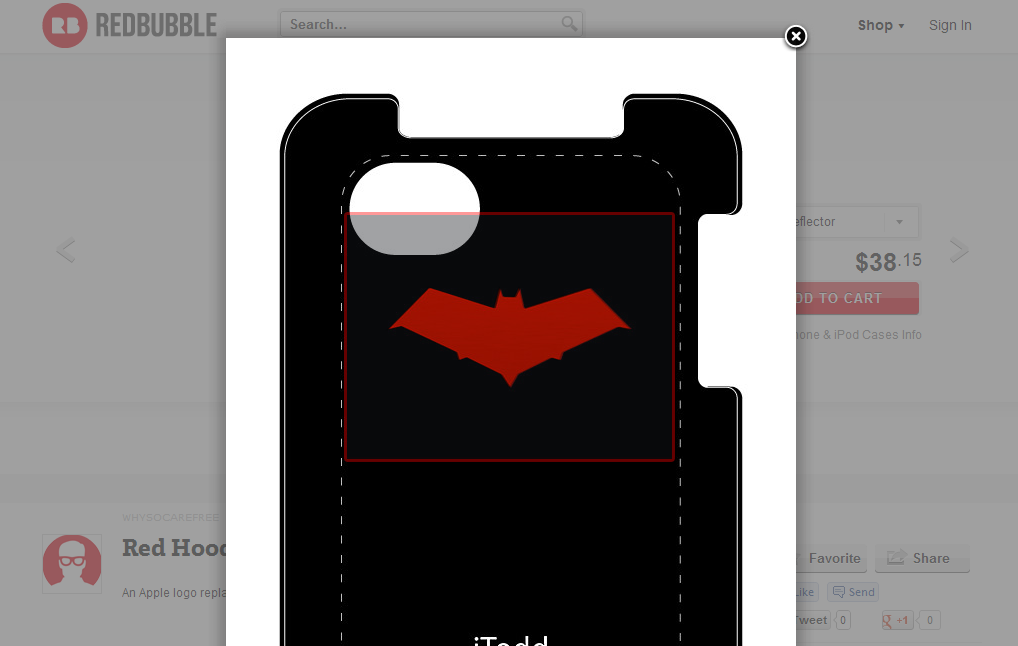 Red Hood iPhone case / Red Hood iPod case with overlay