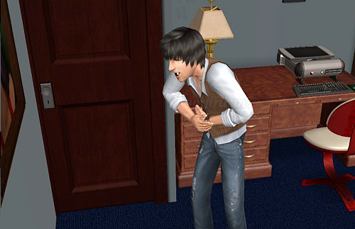Sims 2 - male sim laughing at portrait