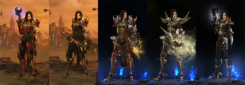 Screenshots of custom Diablo III Demon Hunter armor sets