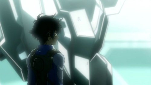 A screencap of Setsuna in the final episode of Gundam 00